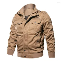 Men's Jackets Mens Bomber Cotton Autumn Military Uniform Jacket Male Casual Pilot Coats Men Vintage Safari Style Tops Outwear