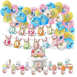 Party Decoration Happy Easter Decorations Set Balloons&Banner Hanging Swirl Decor Boy Girl Toys Home Globos