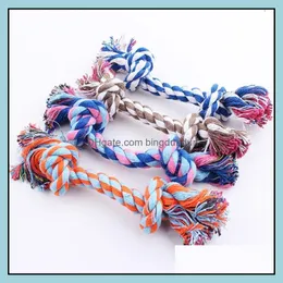 Dog Toys Chews 17Cm Pet Supplies Cat Puppy Cotton Weaved Knot Toy Durable Braided Bone Rope Funny Tool Drop Delivery Home Garden Ottbi