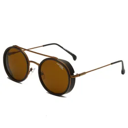 Okulary przeciwsłoneczne klasyczne okrągłe brązowe Steam punk mężczyźni kobiety w stylu Vintage Retro jazdy okulary wędkarskie okulary gafas de sol hombre 230201