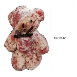 Keychains Punk Bloody Plush Bear Keychain Halloween Injured Animal Doll Key Ring Bags Pendant Creative Fashion Cool Jewelry 193EKeychains Fi