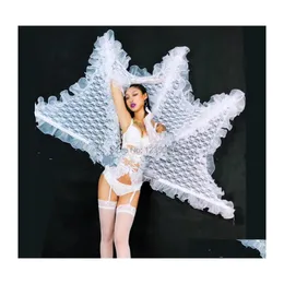 Party Decoration Ballroom Dance Costumes Sexy Stage Show Wears Wings Women Dresses Bra Skirt Bar Club Performance Cloth Led Supply D Dhjxp