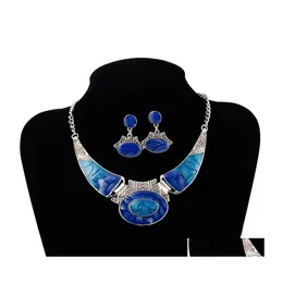 ￖrh￤ngen halsband Europe Party Casual vintage smycken Set Womens Drop Glaze Pendant med leveransupps￤ttningar DHZ5R
