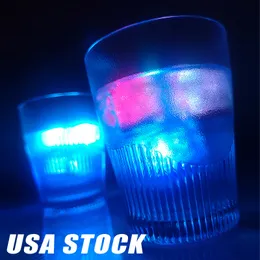Led Ice Cubes 가벼운 물 활성화 플래시 빛나기 큐브 조명 빛나는 유도 웨딩 생일 바 음료 장식 나이트 조명 960 PCS/ LOTS