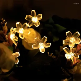 Strings Oo 5m 12m Peach Flower Solar Lamp Power LED String Fairy Lights Ghirlande Giardino Decorazioni natalizie per esterni