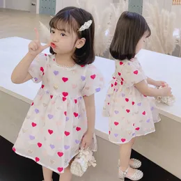 Vestidos de estampa de verão para meninas para meninas vestido de princesa 2-7 anos de manga de folhas de fada tutu fada fada infantil vestidos novos filhos de crianças 0131