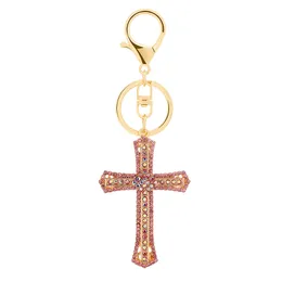 Utsökta ornament Creative Diamond Cross Keychain Partihandel Metallbil