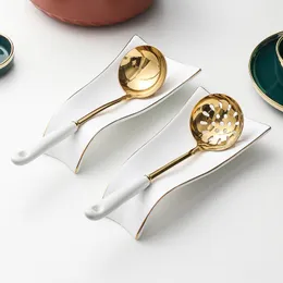 Cooking Utensils Nordic Luxury Gold Stainless Steel Soup Spoon Chopstick Rack Home Tableware Shelf Ceramic Colander Kitchen Stand 230201