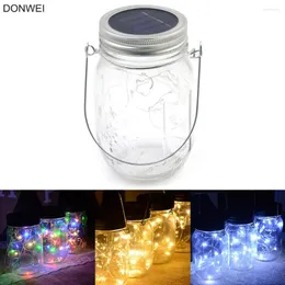 سلاسل Donwei 10 LED Solar Light String Glass Glass Jar Lamp for Party Wedding Year Garden Decord Lighting