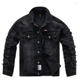 Herrjackor herrar hi street cyklist denim jacka mode streetwear motorcykel racer jeans rock punk stil ytterkläder veckad