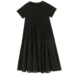 2022 New Girls Maxi Dress Casual Black Chiffon Patchwork