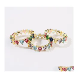 Bandringe Mode Regenbogen Herz Baguette Ewigkeit Trendy Verlobung Hochzeit Stapelring Für Frauen Schöne Kristall Schmuck Geschenk Drop De Othyx