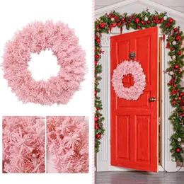 Dekorativa blommor Kreativa fast färgrosa presentförpackning av Garland julvägg dekoration dörr fönster hängande 6 fot krans