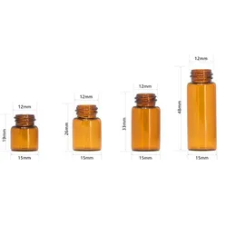 Toptan 1ml 2ml 3ml 5ml Mini Amber Cam Ambalaj Şişeleri Esansiyel Yağ Şişesi Delik Redüktör Kapakları Kahverengi Cam Şişeler Kavanoz Kalitesi