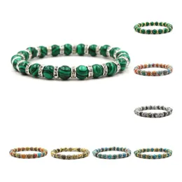 Charm Armband Beautif Malachite Stone Women Rainbow Armband F￶delsedagsp￤rra P￤rla Drop Leverans smycken DHDPG
