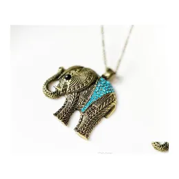 Collane con ciondolo Gioielli di moda Collana con elefante vintage Maglione Drop Delivery Pendenti Dhpsu