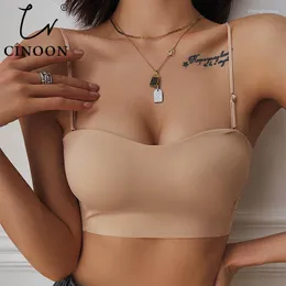 Bras CINOON Sexy Strapless Bra For Woman Invisible Tube Seamless Breathable Wireless Wedding Brassiere Push Up Female Lingerie