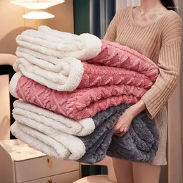 Decken Verdickte Warme Taff Decke Doppelseitige Lamm Kaschmir Fleece Plaid Winter Sofa Abdeckung Born Wrap Kid Bettdecke