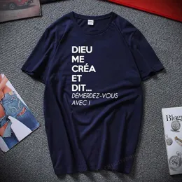 Мужские футболки с юмором юмор Femme Dieu Me Crea Стандартная забавная футболка лучшая летняя уличная одежда хлопка Camisas Hombre Top футболка Homme Y2302
