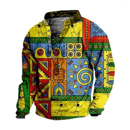 남성용 후드 빈티지 프린트 남자 티셔츠 v- 넥 스웨터 3D 디지털 인쇄 스탠드 칼라 6 버튼 오버 사이즈 옷 #20