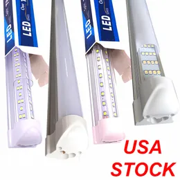 Stock negli Stati Uniti a forma di V 4ft 5ft 6ft 8ft Led Tubes T8 Cooler Lights Integrated Double Sides SMD2835 96 Inch Door Shop Freezer Lamp AC 852-65V