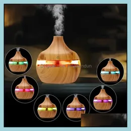 Ätherische Öle Diffusoren 300 ml Holzmaserung Luftbefeuchter Aromatherapie Öl Luftdiffusor Bambus Trasonic Cool Mist mit Chaning 7 LED Colo Ottqe