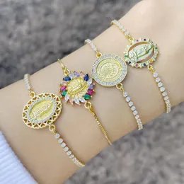 Link-Armbänder EYER Mehrfarbige Jungfrau Maria für Frauen Gold Silber Farbe Initiale verstellbares Armband Charm Hochzeit Geburtstag Schmuck