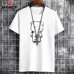 Herren T-Shirts JFUNCY 2022 Sommer Männer Tops Plus Größe S-6XL Lose Kurzarm Atmungsaktive Baumwolle Mann T-shirt männer Casual Cartoon Print T-shirts Y2302