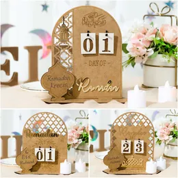 Andere Event -Party liefert Ramadan Countdown -Kalender Eid Mubarak Holz Ornament Dekoration für das Home Islam Muslim Dekor Kareem 230131