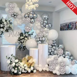 Other Event Party Supplies Birthday Arche Ballon Anniversaire White Silver Balloons Baby Shower Balloon Wedding Bachlorette Decoration Mariage Globos 230131