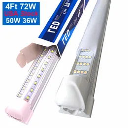 V -formade integrerade LED -rör 4ft 5ft 6ft 8ft 8 fot 72 tum bubs T8 Tube Lights Double Sides Cooler Door Freezer Shop Lighting
