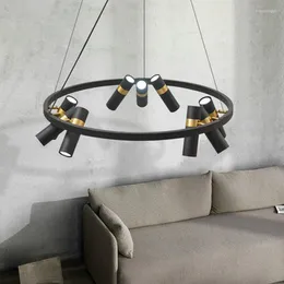 Pendant Lamps Nordic Modern Designer Black Lamp LED GU10 3/6/9 Heads Rotatable Dining Room Living Fashion Decorative