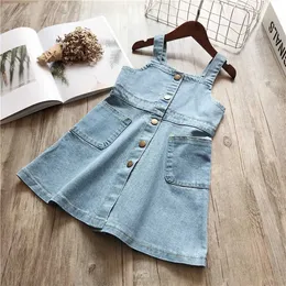 Mädchen es 2020 Sommer Mädchen Ärmellose Denim Wash Strap Prinzessin Kleid Baby Kleidung Kleinkind Kinder Kinder Mädchen Kleidung 0131