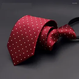 Fliege Hohe Qualität 2023 Mode Männer Formale Casual Reißverschluss 7 cm Gestreifte Dot Krawatte Hochzeit Party Krawatten Designer mit Geschenkbox