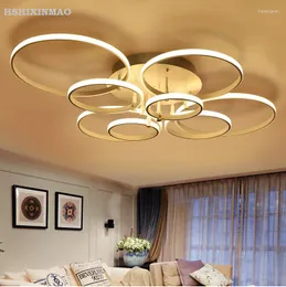 Luzes de teto Modern Minimalist Ring LED acrílico Arte da sala de estar Bedroom Estudar Lâmpadas de escritório 110-240V