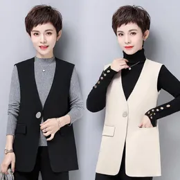 Women's Vests Waistcoat Women Spring Autumn Short Button Gilet Femme 2023 Korean Fashion Vest Jacket V Neck Sleeveless Colete Feminino