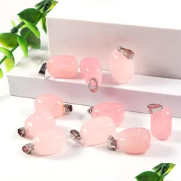 Charms Chakra Natural Stone Charm Rose Quartz Crystal Pendants Chakras Gem Fit Earrings 목걸이 만들기 여러 도매 Dhgarden dhy5c