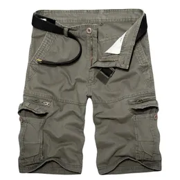 Mäns shorts sommarlast shorts män bomull casual shorts mens fast färg knä längd mode multi ficka korta byxor man plus storlek g230131