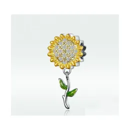 Urok Sunflower wisior dla dziewcząt DIY Jewelry Fit Pandora Bransoletka Złota i Róża Oryginalna 925 Sterling Sier 111c3 Drop dhewu