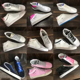 Ny utgåva golden star sneakers Mid Slide star high top Sneaker fritidsskor lyxiga italienska märket Sneakers Paljett Klassisk Vit Do-old Dirty woman herrskor