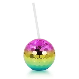 20 on￧as de eletroplata￧￣o pl￡stica copo de bola discoteca canecas flash copos de ￡gua de vidro com palha de decora￧￣o de festa de banquete