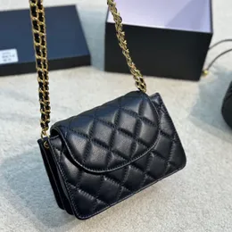 Kadın Vanity Kozmetik Kılıf İnek Kılıf Çantaları Buzağı Gerçek Deri Siyah Çanta Çoklu Pochette Akordeon Flep Çantaları Çift Zincirler Çapraz Omuz Tepe 17x13cm