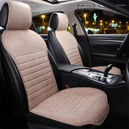 Araba koltuğu örtüler, backrest ve şapka bej ön yastık koruyucusu ile keten kapağı kamyon SUV veya mpv için otomotiv iç mekan