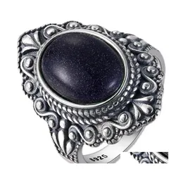Solitaire Ring Vintage Moonstone Yüzükleri Kadın Mücevher Parmak Kadın Büyüleyici Hediye Düğün Bildirimi 1847 T2 Drop Teslimat DH7LF