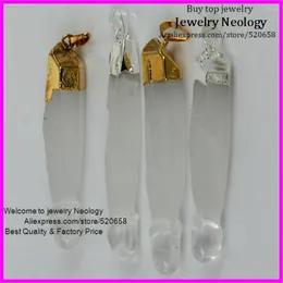 Hänge halsband ankomst! 6st Gold Silver Plated Nature Quartz Clear Water Column Crystal Facetted Gem Druzy Stone Jewelry