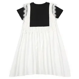 소녀의 2022 New Teen Girls Summer Dress Chiffon Skirt and Cotton Top Kids Patchwork 드레스 라이닝 아동의 옷 #6225 0131