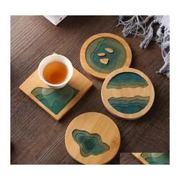 Mats Pads Coffee Cup Pad Chinese Coasters Placemat Bamboo Waterproof Insation Tea Kitchen Table Decoration Plate Mat Drop Delivery Dhsvy