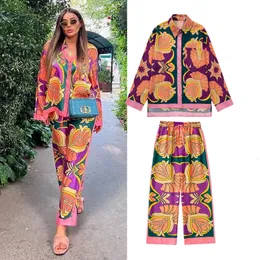 Kadınlar iki parçalı pantolon moda baskı zarif kadın takım elbise elastik bel düz 2 adet set takım elbise gündelik şık gençlik tatil moda takım elbise 230131