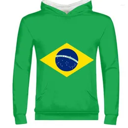 Men's Hoodies BRAZIL Male Youth Custom Name Number Country Zipper Sweatshirt Portugal Br Flag Portuguese Print Po Brasil Federativa Clothes