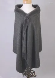 Schals Ankunft Grau Frauen Wolle Cape Hohe Qualität Pelz Kaschmir Stola Einfarbig Poncho Wrap 180 x 70 cm 011610